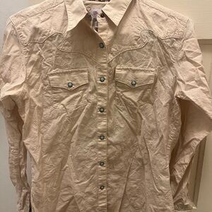 Beige/Pale Yellow Wrangler Snap-Up Shirt
